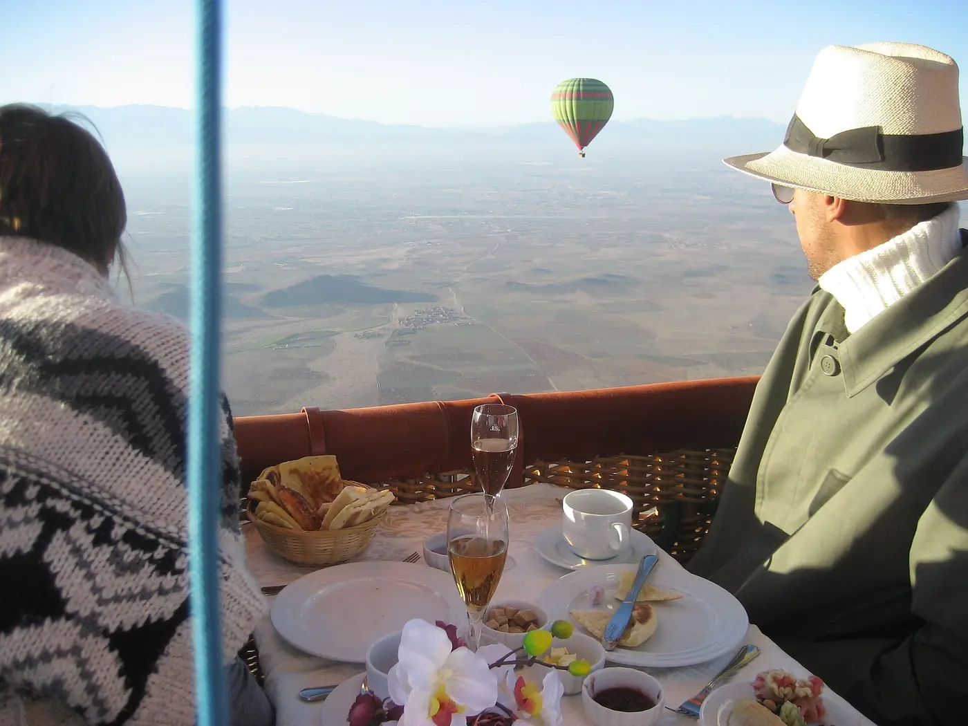 Sunrise balloon flight over the desert near Marrakech, Morocco